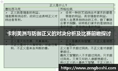 卡利美洲与防御正义的对决分析及比赛前瞻探讨